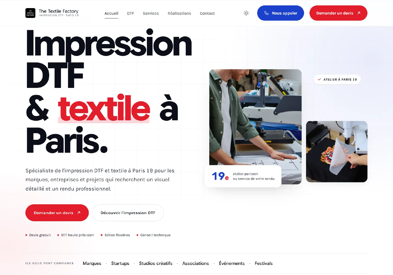 Création d’un site internet pour imprimeur textile et vêtements personnalisés