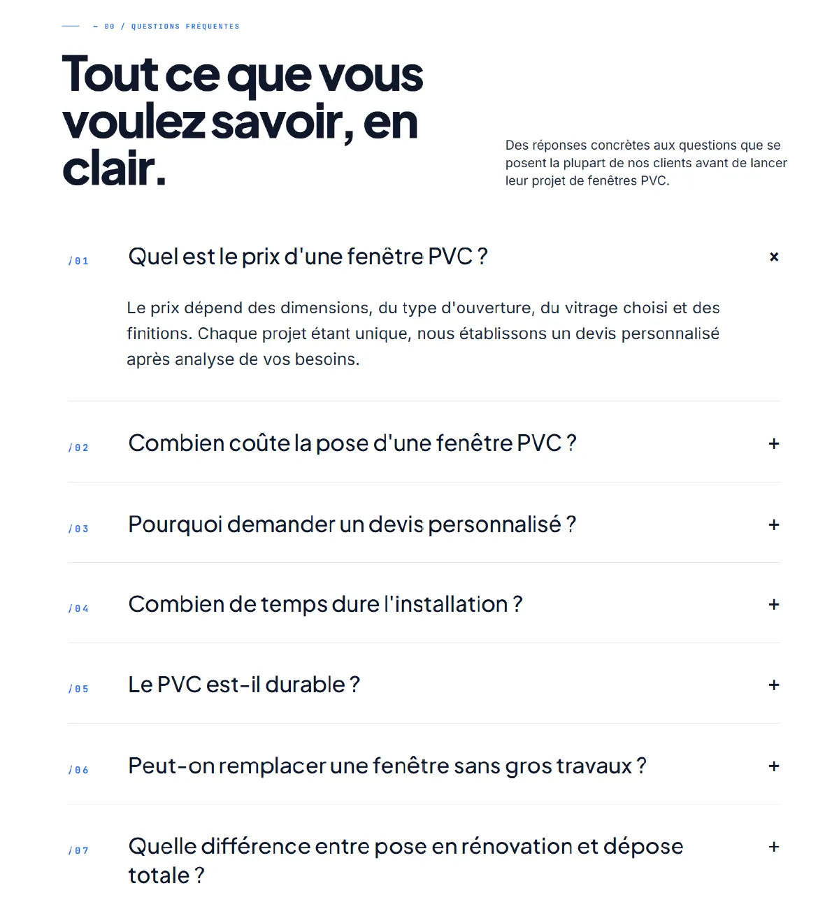 FAQ du site vitrine consultée depuis un mobile