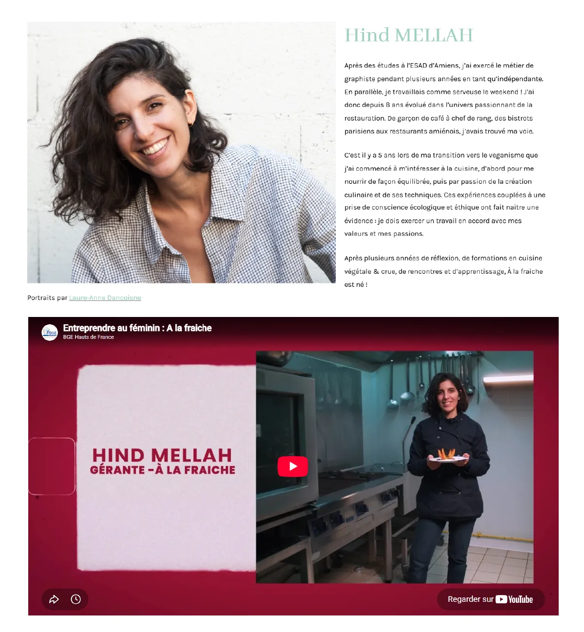 Présentation du menu sur le site internet du restaurant